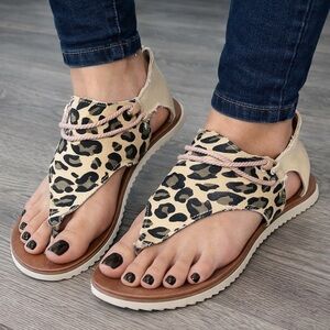 Leopard Print Rope-Accent Gladiator Sandal